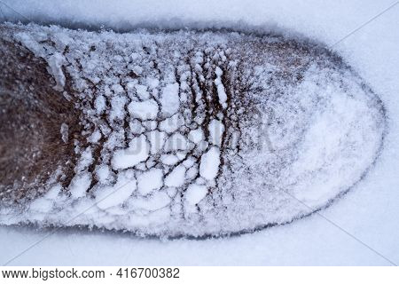 Wea Little Boots In The Snow In Winter