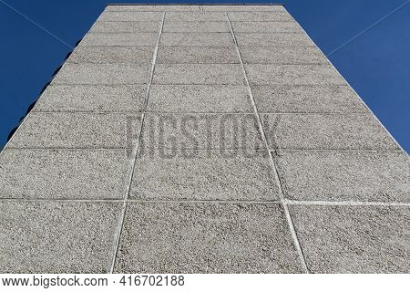 Concrete Wall Of The House Covered With Rubble Rough