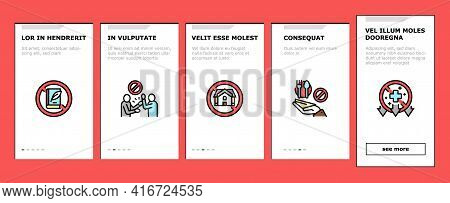 Poverty Destitution Onboarding Mobile App Page Screen Vector. Lost Job And House, Miscarriage And Il