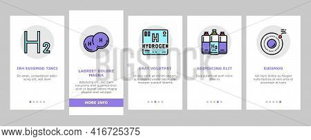 Hydrogen Industry Onboarding Mobile App Page Screen Vector. Hydrogen Eco Energy Industrial Plant And