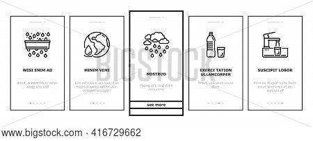 Water Purification Onboarding Mobile App Page Screen Vector. Filter And Purifying Equipment, Bottle 