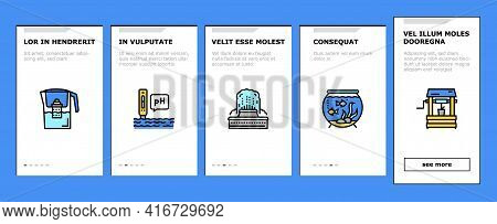 Water Purification Onboarding Mobile App Page Screen Vector. Filter And Purifying Equipment, Bottle 