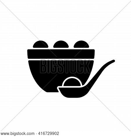 Tangyuan Black Glyph Icon. Glutinous Rice Dumpling. Winter Solstice Festival. Chinese Food. Making A
