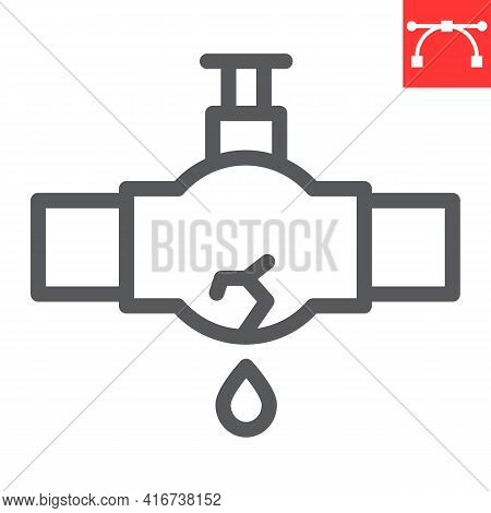 Burst Oil Pipe Line Icon, Water Leak And Oil Industry, Burst Pipe Vector Icon, Vector Graphics, Edit