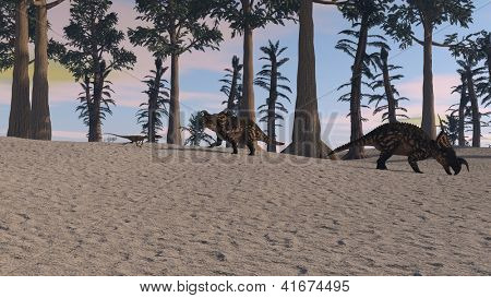 Einiosaurus en la selva