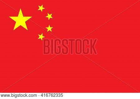 China Flag, Five Star Red Flag. Official Flag Of The Prc With Correct Proportions And Colors. Red Re