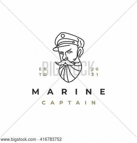 Sailor, Line Art Ship Captain Logo Design Vector
