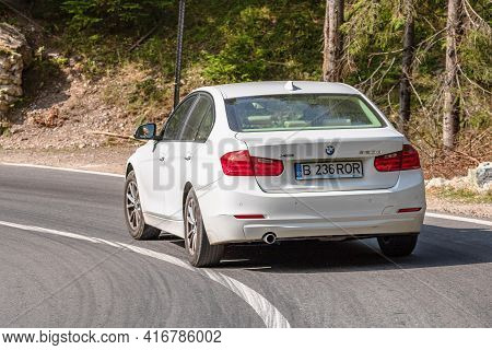 White Bmw 320d On Road In Bihor, Romania, 2020