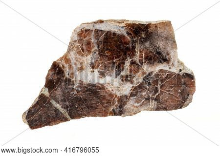 Macro Stone Nepheline Mineral On White Background