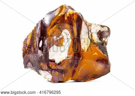 Macro Stone Mineral Mookaite Jasper On A White Background