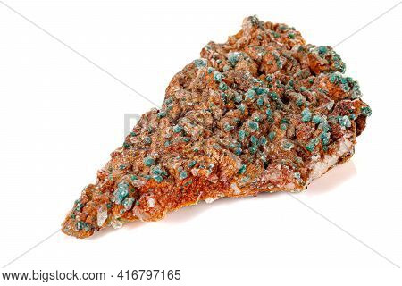 Macro Stone Mineral Wulfenite On A White Background