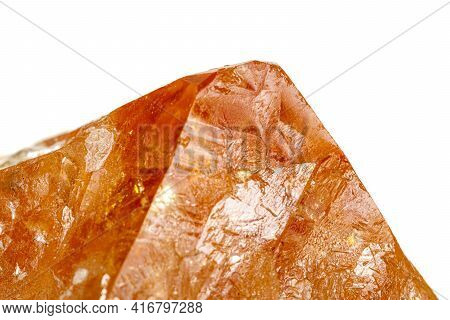 Macro Stone Scheelite Mineral On White Background