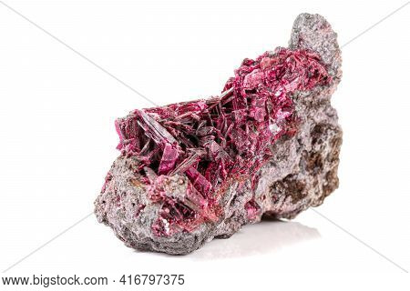 Macro Stone Mineral Wulfenite On A White Background