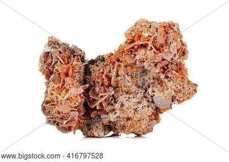 Macro Stone Mineral Wulfenite On A White Background