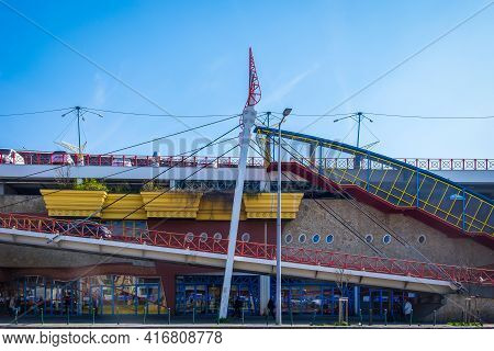 Budapest, Hungary, March 2020, View Of Lehel Market Hall And Shopping Centre Building