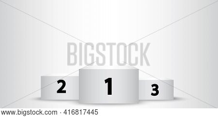 3d Stage Podium Display. Empty Product Stand. Award Winner. Stock Image. Vector Illustration. Eps 10