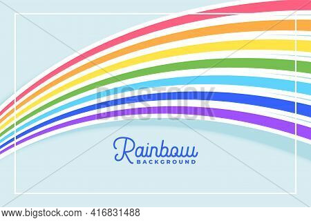 Flowing Rainbow Lines In Flat Colors Background