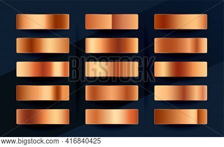 Copper Or Rose Gold Premium Gradient Swatches Palette Set