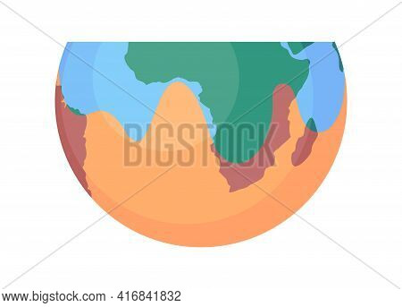 Global Warming, Planet Drying And Climate Change Concept. Half Planet, Globe With Dried Part
