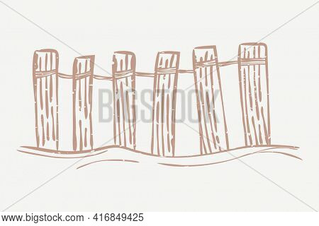 Wooden fence printmaking in cute design element