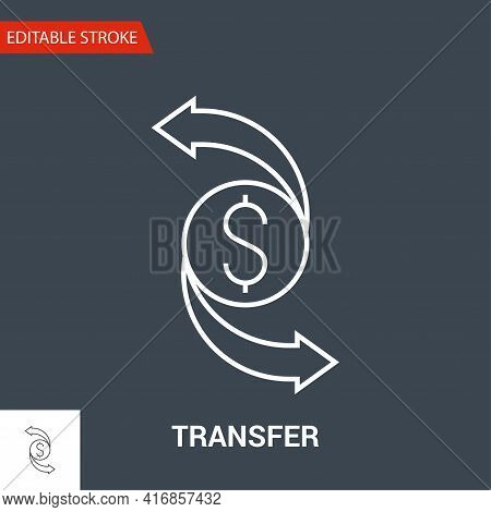 Transfer Icon. Thin Line Vector Illustration - Adjust Stroke Weight - Expand To Any Size - Easy Chan
