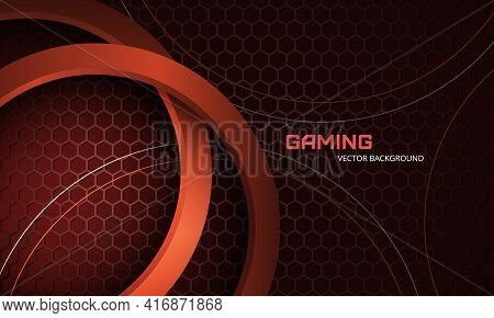 Futuristic Three-dimensional Red Abstract Vector Background With Hexagon Carbon Fiber. Dark Abstract