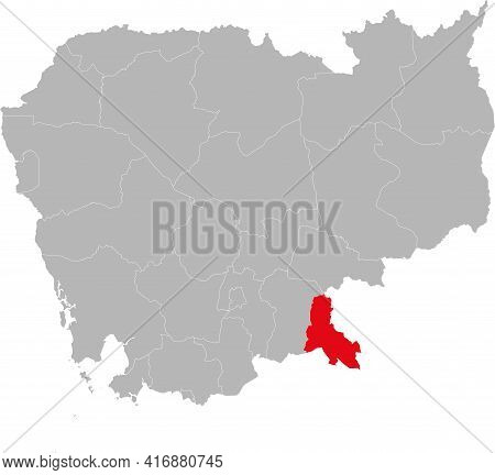 Svay Rieng Province Isolated Cambodia Map. Gray Background. Business Concepts And Backgrounds.