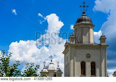 Architectural Details, Beautiful View Of An Orthodox Church Monastery Near Bucharest, Romania, 2021