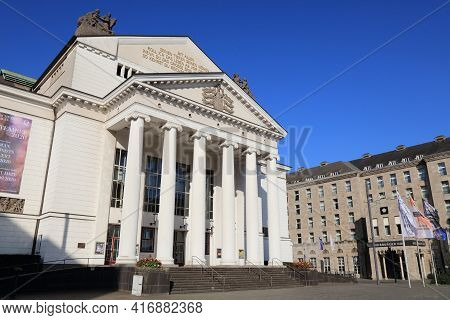 Duisburg, Germany - September 18, 2020: Theatre In Duisburg, Germany. The Theatre Is The Venue For D