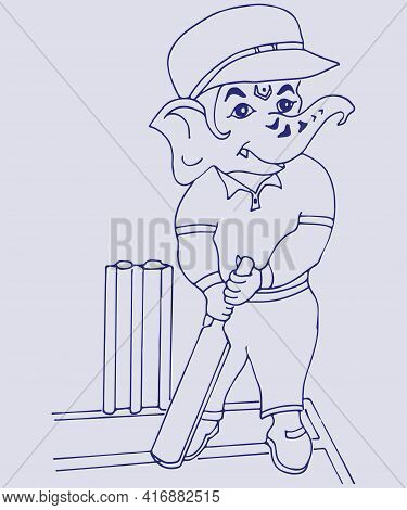 Sketch Of Lord Ganesha Or Vinayaka Editable Outline Illustration