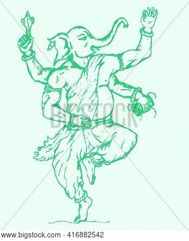 Sketch Of Lord Ganesha Or Vinayaka Editable Outline Illustration
