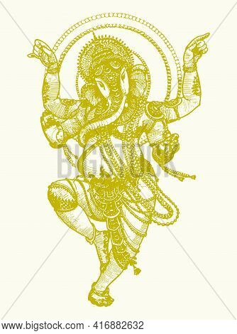 Sketch Of Lord Ganesha Or Vinayaka Editable Outline Illustration