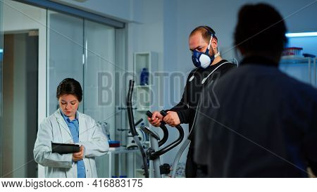 Patient Making An Electrocardiogram During Physical Exercise