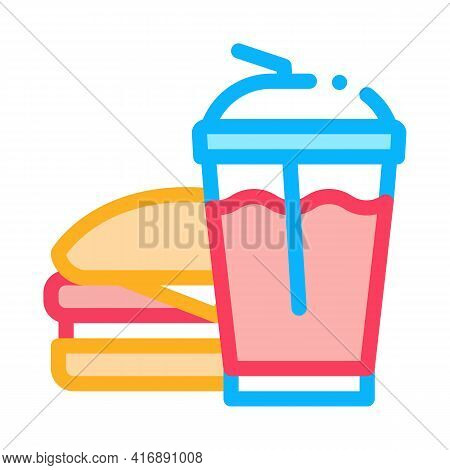 Unhealthy Fast Food Color Icon Vector. Unhealthy Fast Food Sign. Isolated Symbol Illustration
