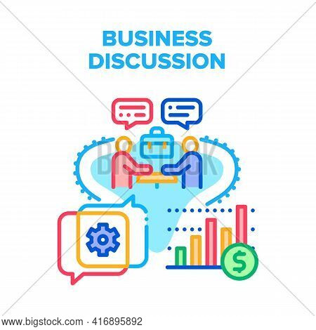 Business Discussion Partner Vector Icon Concept. Business Discussion Partner About Case And Cooperat