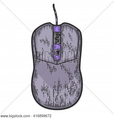 Device Computer Mouse. Sketch Scratch Board Imitation Color.