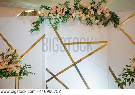 Wedding Arch With Multi-colored Flowers. Wedding Decorations