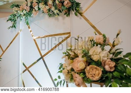 Wedding Arch With Multi-colored Flowers. Wedding Decorations