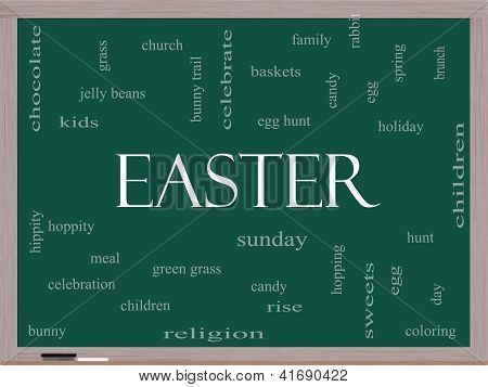 Pasqua Word Cloud concetto su una lavagna