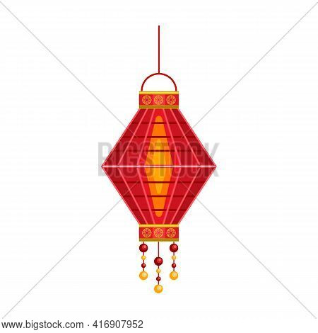 Lantern Of Chinese Cartoon Vector Icon.cartoon Vector Illustration Red Lamp. Isolated Illustration O