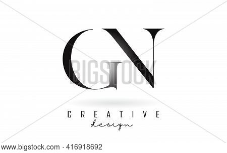 Gn G N Letter Design Logo Logotype Concept With Serif Font And Elegant Style. Vector Illustration Ic