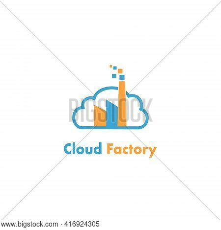 Cloud Factory Logo Design Template Flat Style Vector