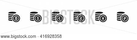 Currency Icons. World Money Symbols. Finansial Vector Icons. Coins Sign. Vector Illustration