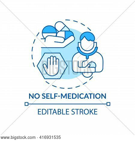 No Self-medication Concept Icon. Liver Health Requirement Idea Thin Line Illustration. Drug Use In H