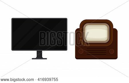 Retro Television Set Or Television Receiver With Display For Viewing And Hearing Television Broadcas