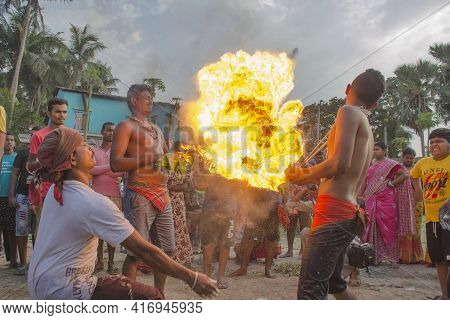 South 24 Pargana Bengal India On April 12th 2021:here The Devotees Inserted Sharp Arrows Into Their 