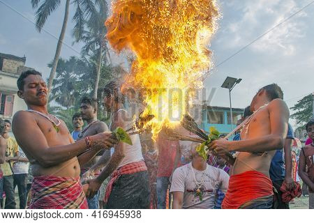South 24 Pargana Bengal India On April 12th 2021:here The Devotees Inserted Sharp Arrows Into Their 