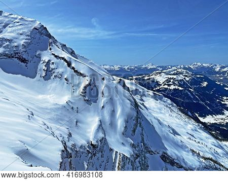 Snowy Alpine Mountain Peak Sex Rouge (or Scex Rouge) Located In A Mountain Massif Les Diablerets (ro