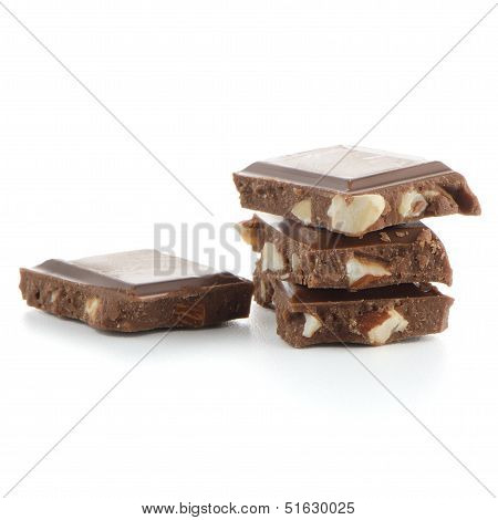 Closeup Detail Of Chocolate With Almods Parts