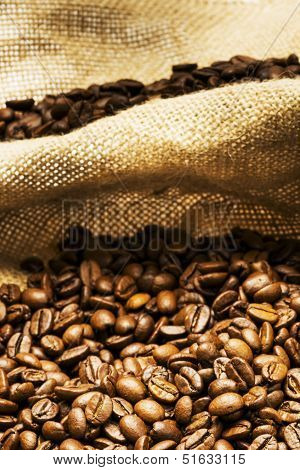 Coffee Beans On Burlap